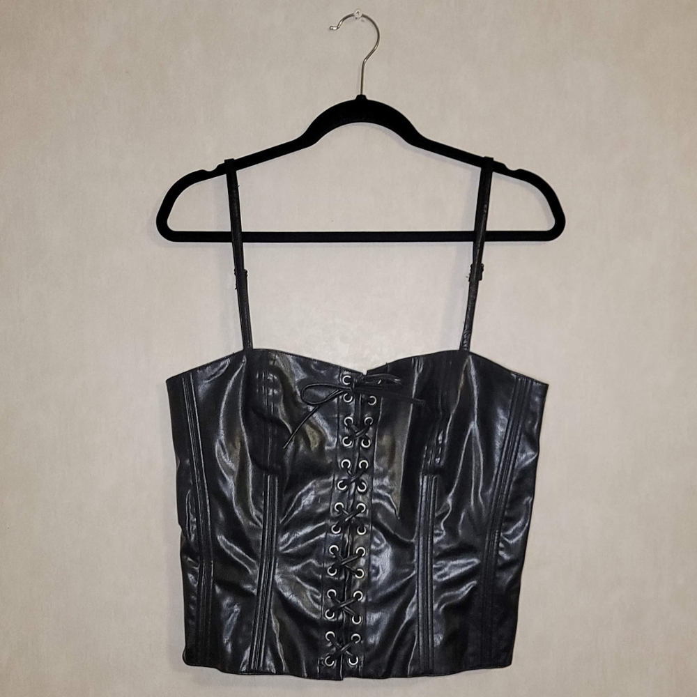 TRIPP Black Vegan Leather Corset